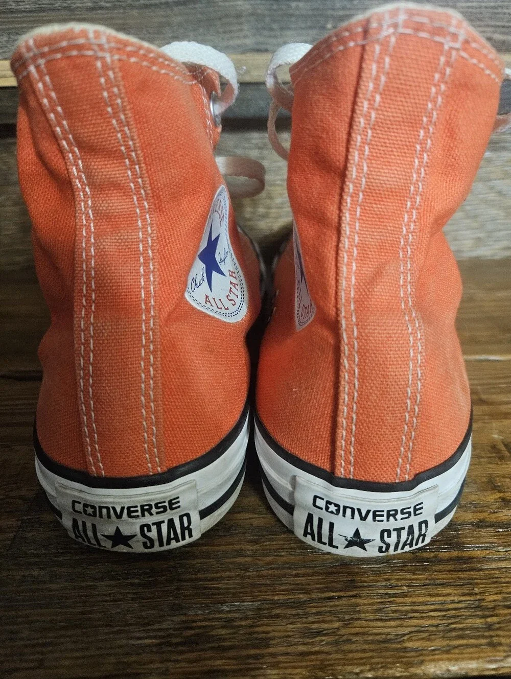 Dreamcicle Orange Canvas High-Top Converse Sneakers - Mens 5 / Womens 7 - Picture 8 of 8